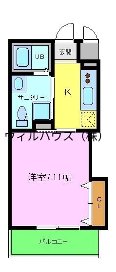 シュクル堺(1K/2階)の間取り写真