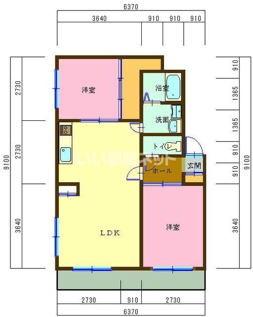 セルアーモ稲葉I(2LDK/3階)の間取り写真