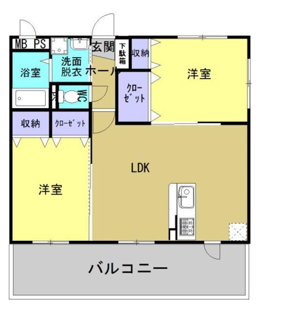 セザール FIII(2LDK/3階)の間取り写真