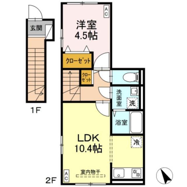 ムーンライトテラス(1LDK/2階)の間取り写真