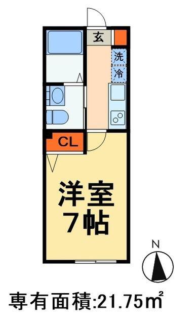 INFINA松戸(1K/1階)の間取り写真