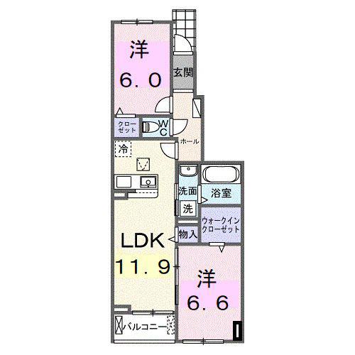  シエル白岡 II(2LDK/1階)の間取り写真
