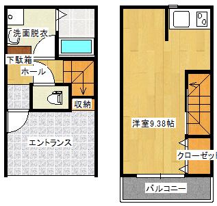 SQUARE PIT(ワンルーム/1階)の間取り写真