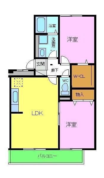 フラワーメゾンB棟(2LDK/3階)の間取り写真