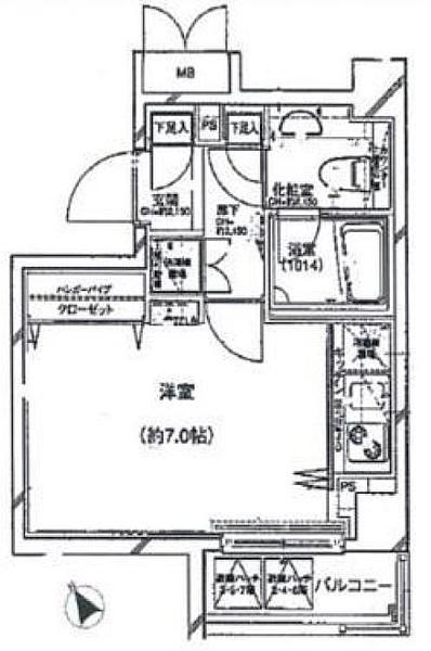 パレステュディオ銀座2丁目(ワンルーム/4階)の間取り写真