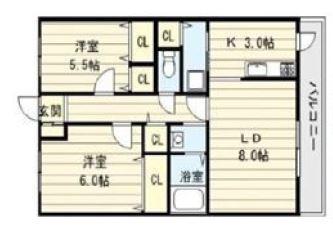 アグリアーブル(2LDK/1階)の間取り写真