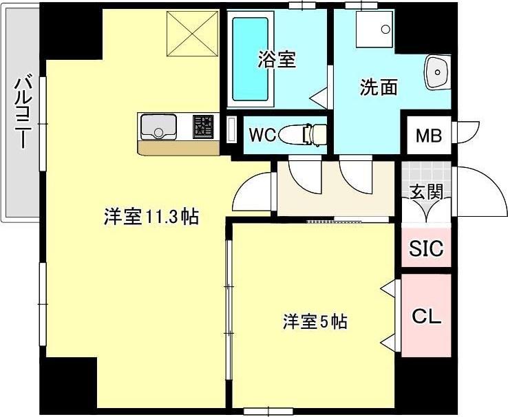 フォーエス紺屋今町(1LDK/10階)の間取り写真