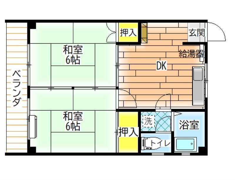 金崎アパート(2DK/2階)の間取り写真