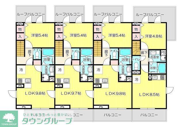 HILLS松山(1LDK/2階)の間取り写真
