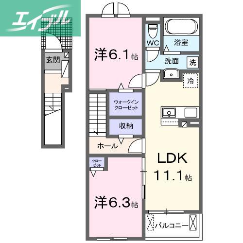 クラシア I(2LDK/2階)の間取り写真