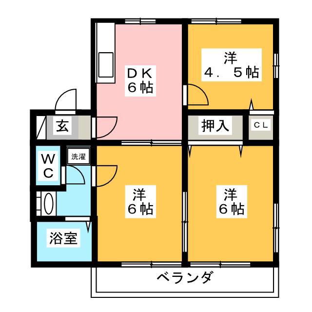 K-TOWN C棟(3DK/1階)の間取り写真