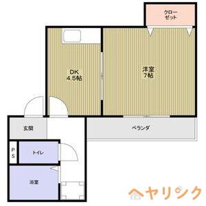 グランドハイツ社台(1DK/2階)の間取り写真