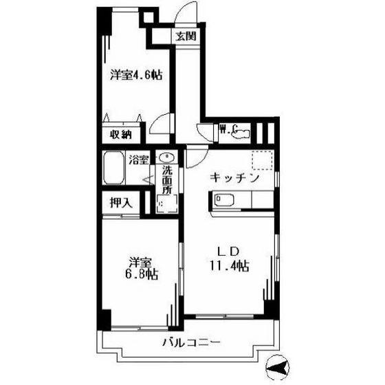 グランメール小平(2LDK/3階)の間取り写真