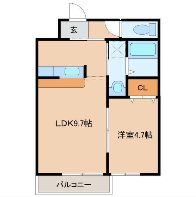 ポワール(1LDK/2階)の間取り写真