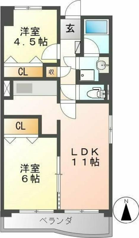 CREA名駅南(2LDK/5階)の間取り写真
