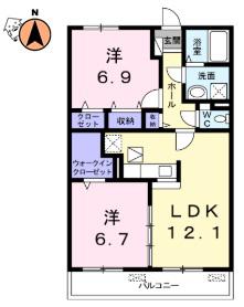 ブエナビスタ(2LDK/2階)の間取り写真