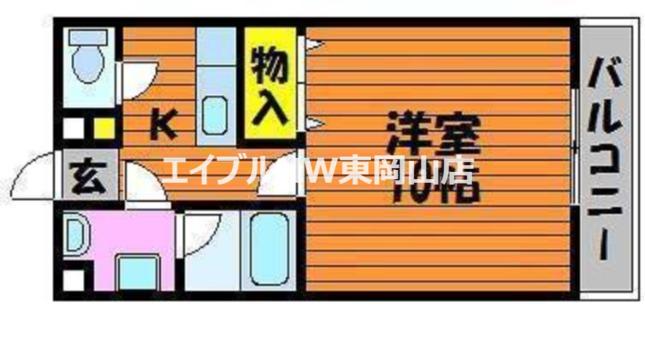 オーランド岩田(1K/2階)の間取り写真