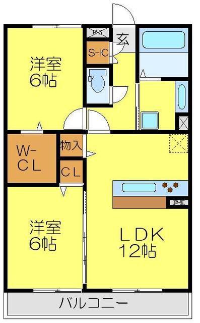ポッソ ヴィラージュ(2LDK/3階)の間取り写真