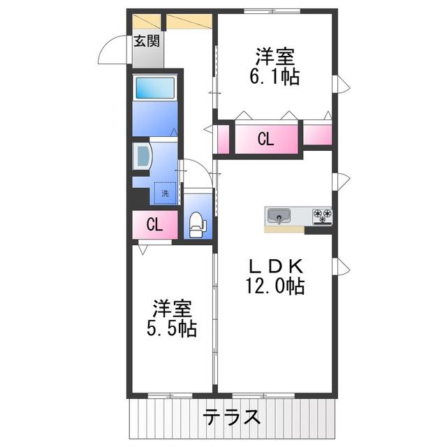 メゾンエイト(2LDK/1階)の間取り写真