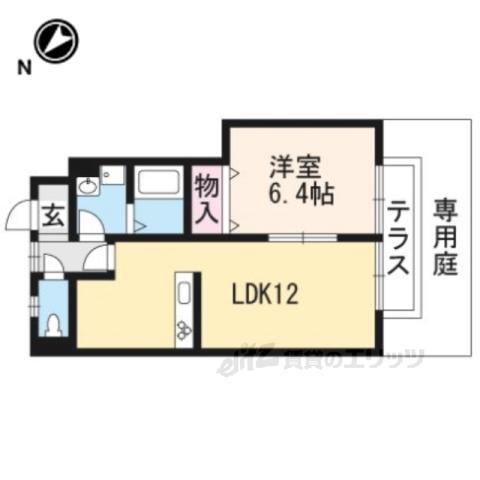 サンガーデン一橋B棟(1LDK/1階)の間取り写真