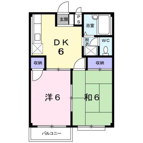 エルディム木村C(2DK/2階)の間取り写真