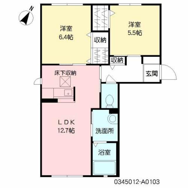 シャーメゾンかきつばた(2LDK/1階)の間取り写真