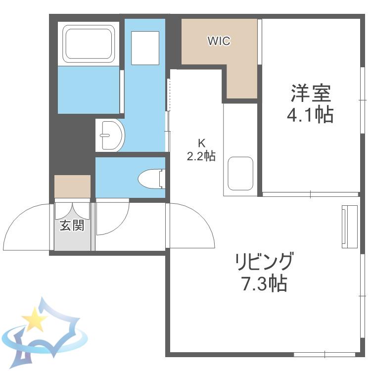 北4西15MS(1LDK/2階)の間取り写真