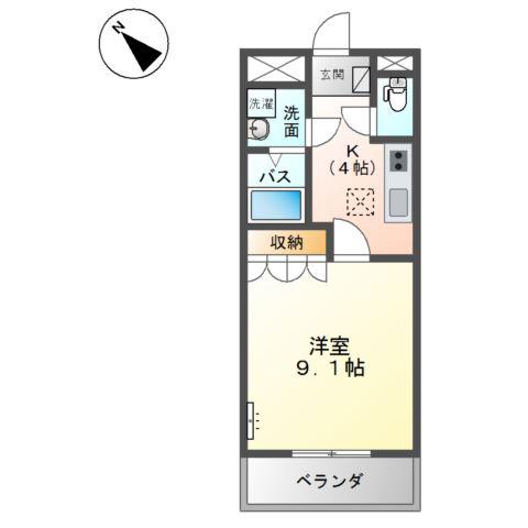 ルナ・アルカディア 参番館(1K/1階)の間取り写真
