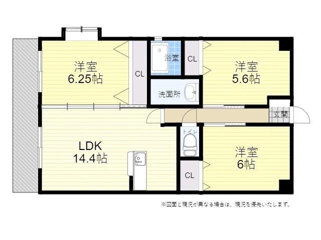 グランドアーク(3LDK/1階)の間取り写真
