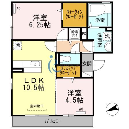 ヴィラ長吉(2LDK/3階)の間取り写真