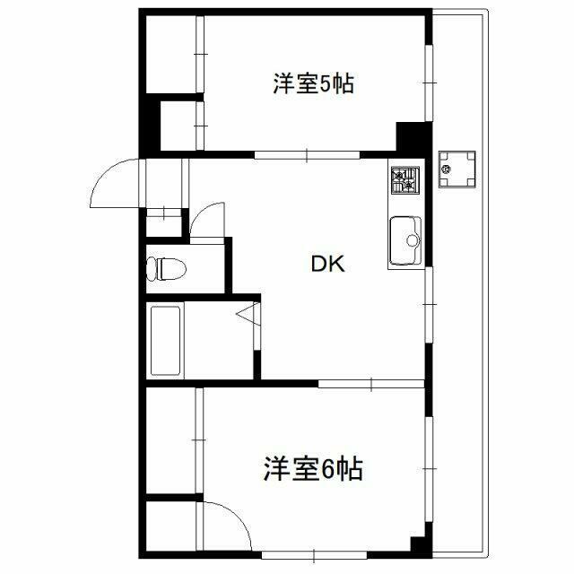 第25シンエイビル(2DK/3階)の間取り写真