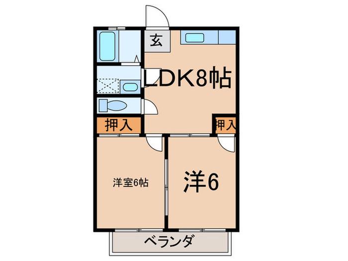 カトレアハイツⅡ(2LDK/1階)の間取り写真