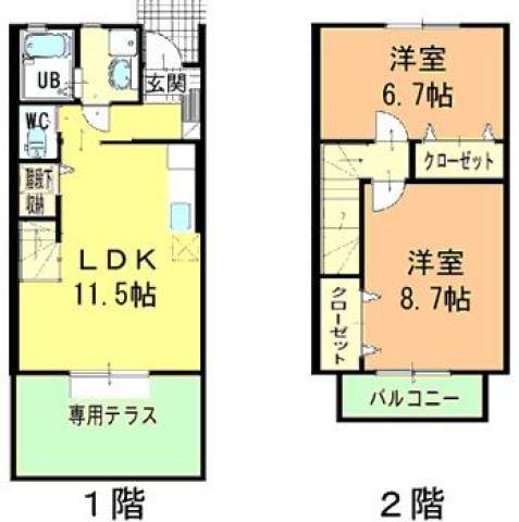 ナトゥラヴィータ参番館(2LDK/1階)の間取り写真