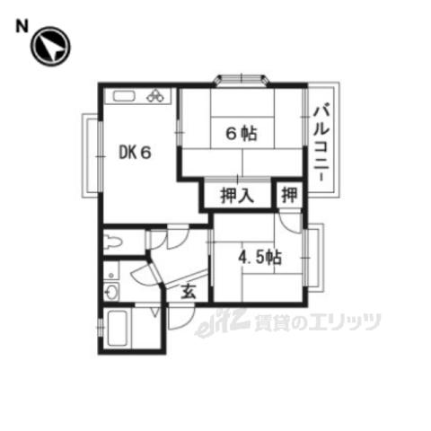 シャルム小柿(2DK/2階)の間取り写真