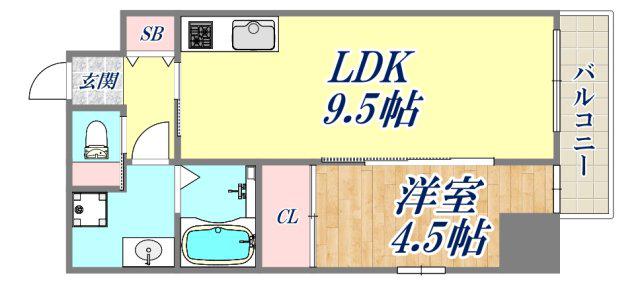 プレジオ武庫川ASIAN(1LDK/2階)の間取り写真