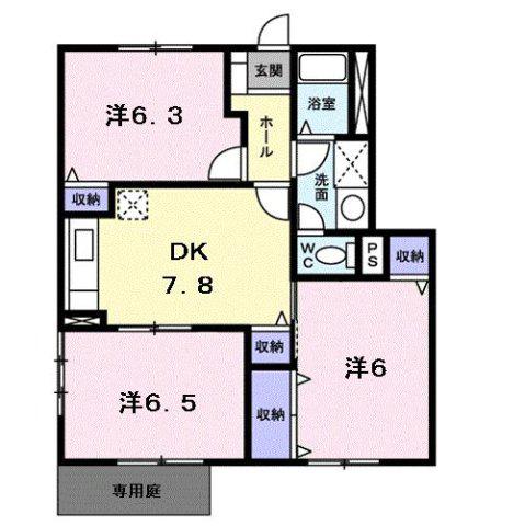 パールスクエアC(3DK/1階)の間取り写真