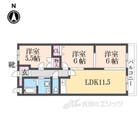 MAYUMIウエストサイド楠葉(3LDK/4階)の間取り写真