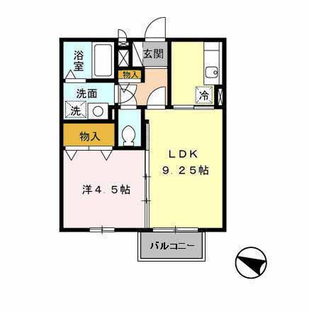 メルベーユ・ドミールD棟(1LDK/1階)の間取り写真