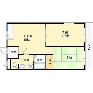 サニーハイム山氏浦(2LDK/3階)の間取り写真