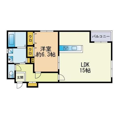 アビタシオン荒江(1LDK/2階)の間取り写真