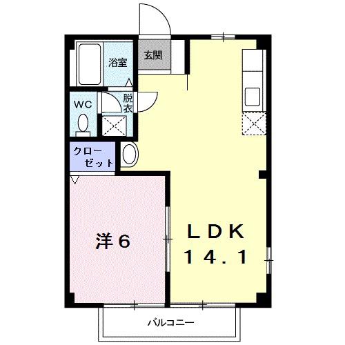 マイルドハイツわたなべ(1LDK/2階)の間取り写真