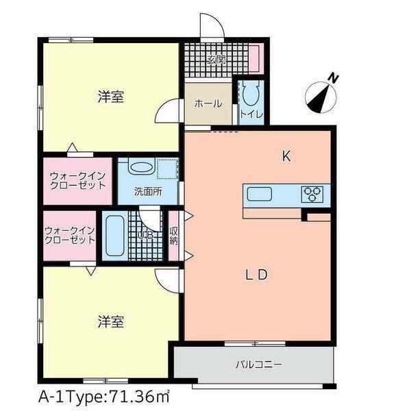オラシオン八幡(2LDK/2階)の間取り写真