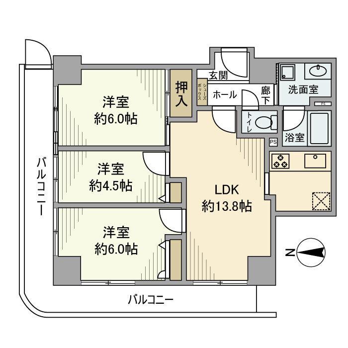 キングマンション天神橋II(3LDK/5階)の間取り写真