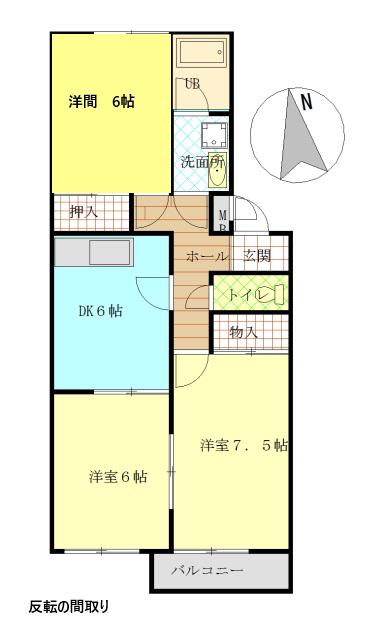 アメニティ南仙台2(3DK/1階)の間取り写真
