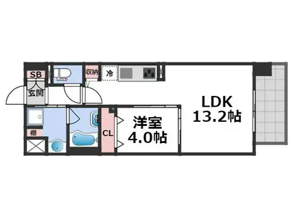ラフェスタ真田山(1LDK/6階)の間取り写真