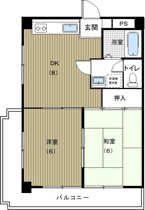メゾンシュマン(2DK/2階)の間取り写真