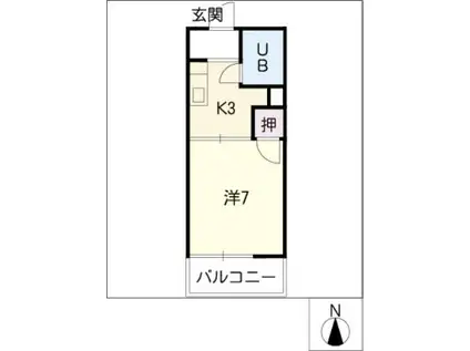 タウニー丸山(1K/2階)の間取り写真