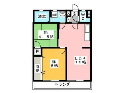 コーポラス宮川(2LDK/3階)の間取り写真