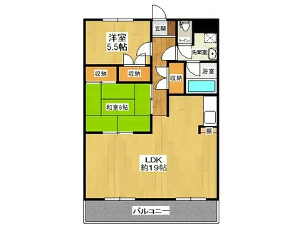 シティロイヤルコート(2LDK/2階)の間取り写真