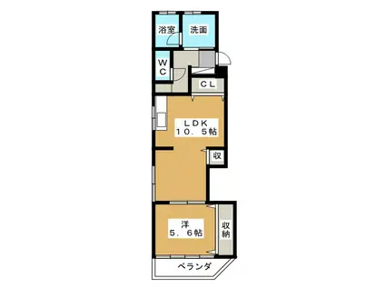 平和ハイツ A棟(1LDK/3階)の間取り写真